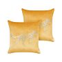 Set Of 2 Yellow Decorative Pillows Polyester 45 X 45 Cm Animal Pattern Modern Traditional Cushions