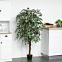 Outsunny 160cm/5.2ft Artificial Ficus Silk Tree With Nursery Pot, Decorative Fake Plant, For Décor