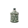 Ceramic Green Parrot Palm Willow Urn Jar With Lid 16cm