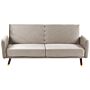 Sofa Bed Taupe Velvet Fabric 3 Seater Wooden Legs Track Arm