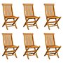 Vidaxl Folding Garden Chairs 6 Pcs Solid Teak Wood