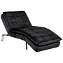 Chaise Lounge Black Velvet Tufted Adjustable Back And Legs