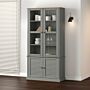 Vidaxl Glass Display Cabinet Vigo Grey 85x35x170 Cm Solid Wood Pine