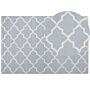 Rug Grey Wool 200 X 300 Cm Trellis Quatrefoil Pattern Hand Tufted Oriental Moroccan Clover