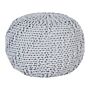 Pouf Ottoman Grey 50 X 35 Cm Knitted Cotton Eps Beads Filling Round Small Footstool