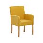 Dining Chair Yellow Fabric Upholstery Wooden Legs Elegant Seat With Arms