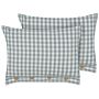 Set Of 2 Decorative Cushions Green And White Chequered Pattern 40 X 60 Cm Buttons Modern Décor Accessories