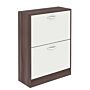 2 Drawer Shoe Cabinet, Walnut & White