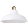 Hanging Light Pendant Lamp White Round Metal Shade