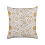 Scatter Cushion White And Yellow Cotton 45 X 45 Cm Floral Pattern Handmade Removable Cover With Filling