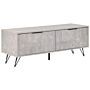 Tv Stand Concrete Effect Particle Board Metal Legs For Up To 55ʺ Tv Modern Media Unit With 2 Cabinets Cable Management