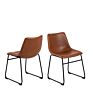 I_oregon Dining Chair In Brown With Cream Stitching Set Of 2