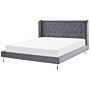 Slatted Bed Frame Grey Velvet Upholstery Eu Super King Size 6ft Tufted Headboard