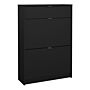 Shoes Shoe Cabinet 2 Flip Down Doors + 1 Drawer In Matt Black