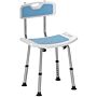 Homcom Shower Stool With Backrest, Height Adjustable Shower Chair With Anti-slip Foot Pads, Shower Head Holder, Light Blue