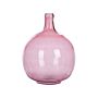 Vase Pink Glass 31 Cm Handmade Decorative Round Bud Shape Tabletop Home Decoration