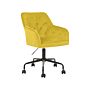 Office Swivel Chair Yellow Velvet Height Adjustable Full Swivel Button Tufted Backrest