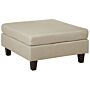 Ottoman Footstool Beige Fabric Upholstered Square