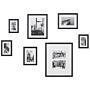 Set Of 7 Framed Photos Black Various Sizes Modern Passpartout Wall Decor Gallery Hooks