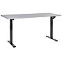 Manually Adjustable Desk Grey Tabletop Black Steel Frame 160 X 72 Cm Sit And Stand Square Feet Modern Design Office Beliani