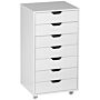 Vinsetto Vertical Filing Cabinet, 7-drawer File Cabinet, Mobile Office Cabinet On Wheels For Study, White