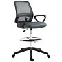 Vinsetto Ergonomic Mesh Back Drafting Chair Draughtsman Chair With Adjustable Height, Grey