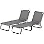 Outsunny Garden Sun Lounger, With Five-position Back - Grey