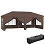 Outsunny 3 X 6 M Pop Up Gazebo With Sides And Windows, Height Adjustable Party Tent With Storage Bag, Event, Brown