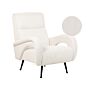 Armchair Cream Jumbo Cord Corduroy Upholstered Retro Style Low Back