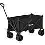 Outsunny Folding Garden Trolley, Outdoor Wagon Cart With Carry Bag, For Beach, Camping, Festival, 120kg Capacity, Black