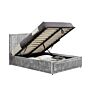 Hannover Small Double Ottoman Bed Steel Crushed Velvet