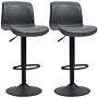 Homcom Set Of 2 Bar Stool Adjustable Height Swivel Footrest And Base For Breakfast Bar, Kitchen And Home, Dark Grey