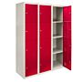 3 X Metal Storage Lockers - Four Doors, Red - Flatpack