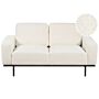 Sofa White Boucle Black Metal Legs 156 X 87 X 72 Cm 2 Seater Classic Couch Settee