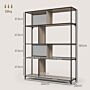 Homcom 5 Tier Book Shelf With Sliding Mesh Doors, Industrial Storage Shelves, Metal Shelving Unit, Grey Wood Grain