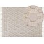 Area Rug Beige Cotton 160 X 230 Cm Tufted Moroccan Quatrefoil Pattern Tassels