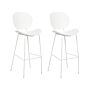 Set Of 2 Bar Chairs White Synthetic Seat Metal Legs Minimalist Design Dining Room Bar Stools Backrest