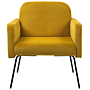 Armchair Yellow Velvet Slender Black Metal Legs