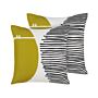 Set Of 2 Outdoor Cushions Multicolour 45 X 45 Cm Garden Decorative Abstract Pattern