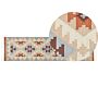 Kilim Area Rug Multicolour Cotton 80 X 300 Cm Reversible Geometric Pattern Rectangular