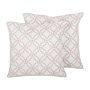 Set Of 2 Decorative Cushions Pink Cotton Quatrefoil Pattern 45 X 45 Cm Embroidered Glamour