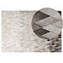 Rug White And Grey Leather 140 X 200 Cm Modern Patchwork Handcrafted