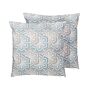 Set Of 2 Decorative Cushions Blue And Grey Floral Geometric Pattern 45 X 45 Cm