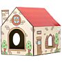 Pawhut Two-in-one Cat House, Cat Scratching Board With Scratcher, Catnip, Cat Cardboard Scratcher For Indoor Cats