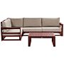 Garden Corner Sofa Set Mahogany Brown And Taupe Acacia Wood Outdoor Right Hand 4 Seater With Coffee Table Cushions