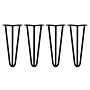 4 X 12" Hairpin Legs - 3 Prong - 12mm - Black