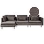 Modular Right Corner Sofa Brown Corduroy 3 Seater Sectional Sofa