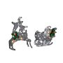 Outdoor Led Decoration Silver Metal Sleigh And Reindeer Christmas Garden Decor Seasonal