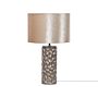 Table Lamp Gold Ceramic 50 Cm Geometric Pattern Velvet Drum Shade Bedside Lighting