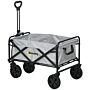 Outsunny Folding Pull Along Cart Cargo Wagon Trolley With Telescopic Handle - Dark Grey